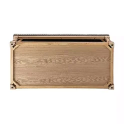 Kirklands Home Tufted Rectangle Wood Ottoman Ivory Sale