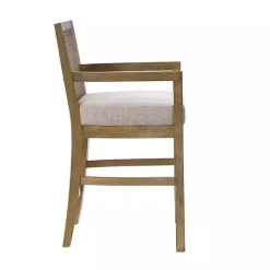 Kirklands Home Upholstered Cane Backrest Counter Stool Ivory Outlet