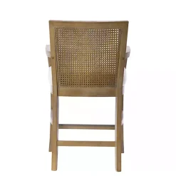 Kirklands Home Upholstered Cane Backrest Counter Stool Ivory Outlet