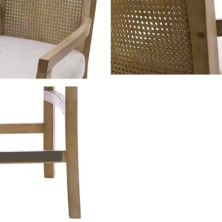 Kirklands Home Upholstered Cane Backrest Counter Stool Ivory Outlet
