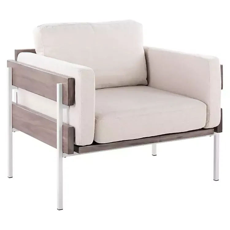 Kirklands Home Ivory Upholstered Wood Accent Chair Gray Clearance