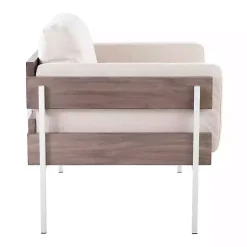 Kirklands Home Ivory Upholstered Wood Accent Chair Gray Clearance