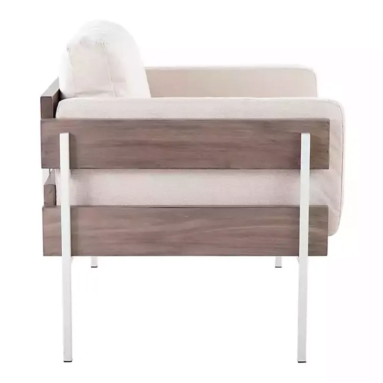 Kirklands Home Ivory Upholstered Wood Accent Chair Gray Clearance
