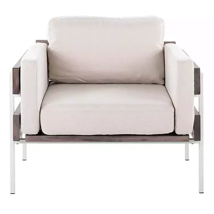 Kirklands Home Ivory Upholstered Wood Accent Chair Gray Clearance