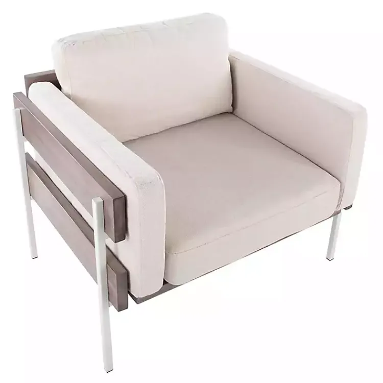 Kirklands Home Ivory Upholstered Wood Accent Chair Gray Clearance