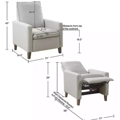 Kirklands Home Upholstered Push-Back Recliner Ivory New