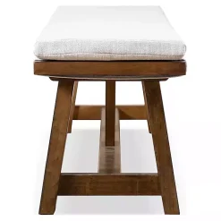 Kirklands Home Upholstered Rustic Wood Katie Dining Bench Ivory Sale