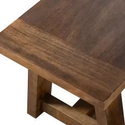 Kirklands Home Upholstered Rustic Wood Katie Dining Bench Ivory Sale