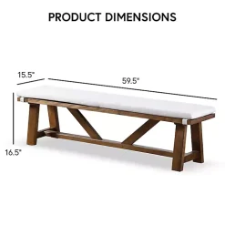 Kirklands Home Upholstered Rustic Wood Katie Dining Bench Ivory Sale