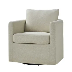 Kirklands Home Upholstered Vasser Slipcover Swivel Chair Ivory Hot