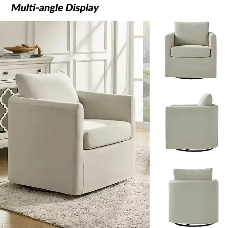 Kirklands Home Upholstered Vasser Slipcover Swivel Chair Ivory Hot