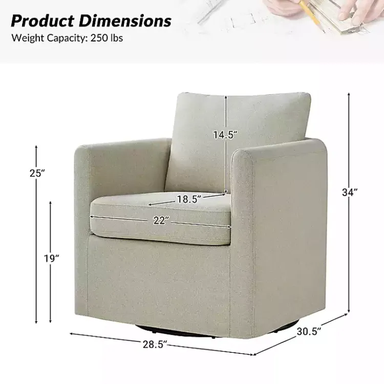 Kirklands Home Upholstered Vasser Slipcover Swivel Chair Ivory Hot