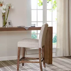 Kirklands Home Upholstered Wood Counter Stool Ivory Sale