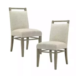 Kirklands Home Upholstered Wooden Dining Chairs, Set of 2 Ivory Outlet