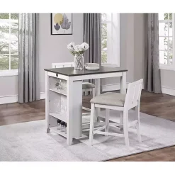 Kirklands Home USB Counter Table and Stools, Set of 3 Ivory Hot