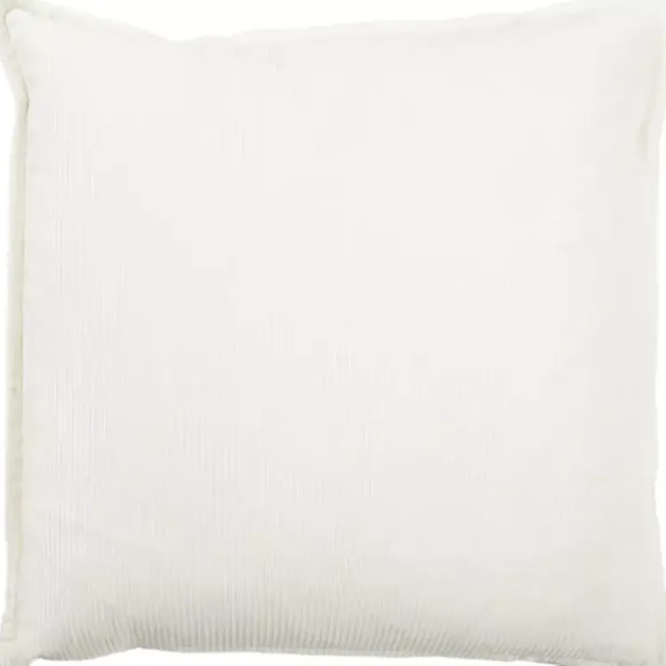 Pillows>Kirklands Home Velvet Corduroy Flange Throw Pillow Ivory