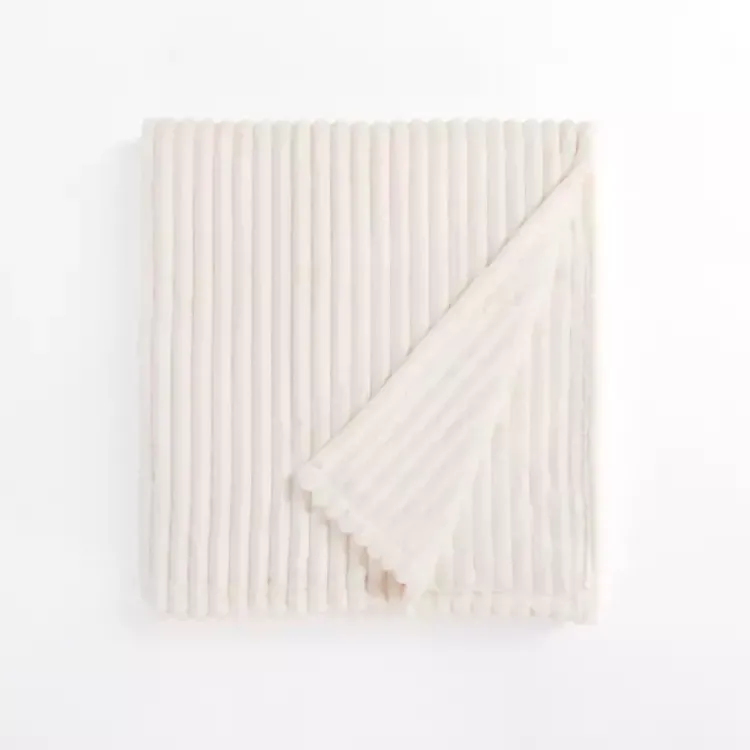 Blankets & Throws>Kirklands Home Velvet Corduroy Throw Ivory