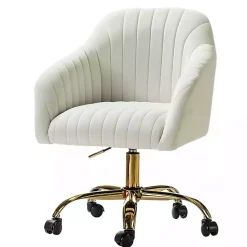Kirklands Home Velvet Swivel Jacyln Office Chair Ivory Sale