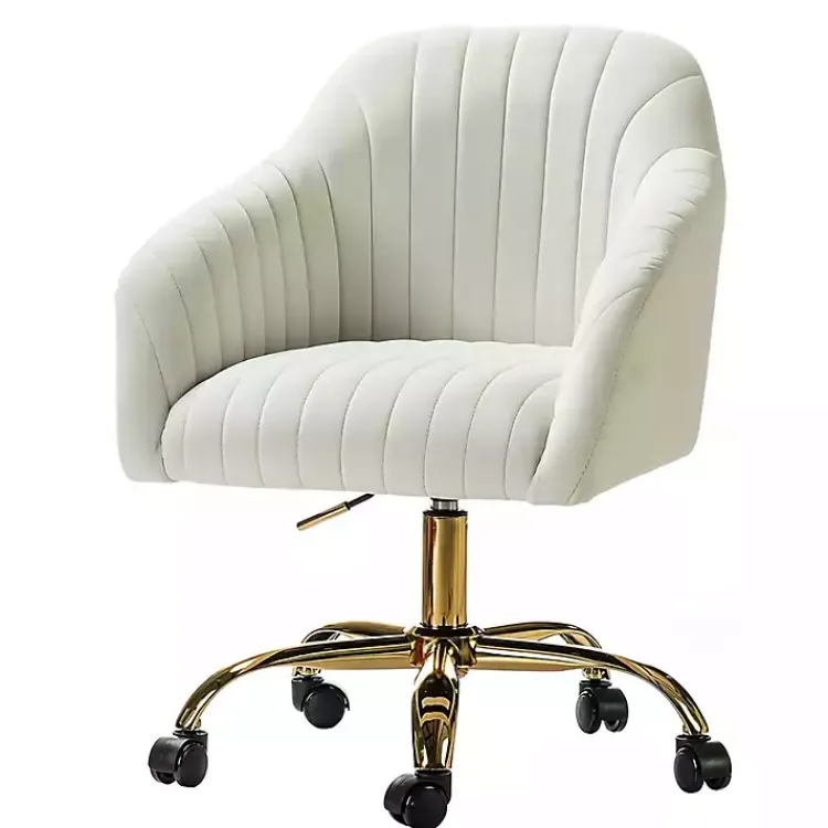 Kirklands Home Velvet Swivel Jacyln Office Chair Ivory Sale