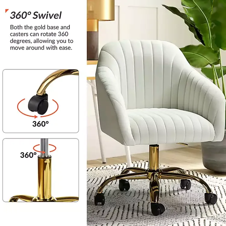 Kirklands Home Velvet Swivel Jacyln Office Chair Ivory Sale