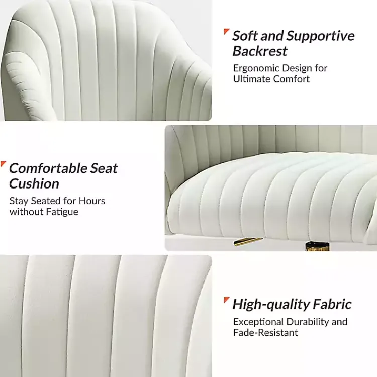Kirklands Home Velvet Swivel Jacyln Office Chair Ivory Sale