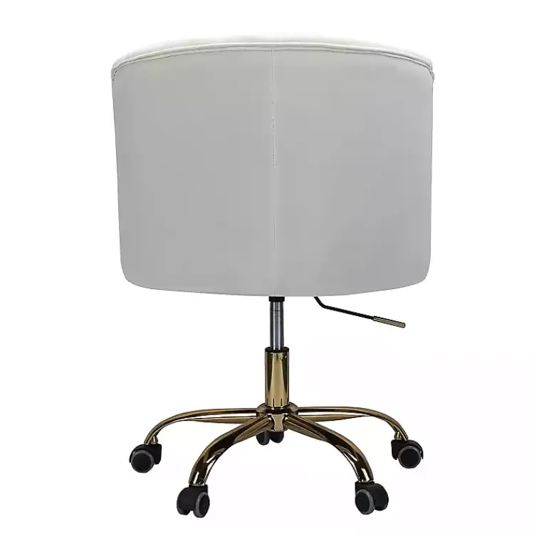 Kirklands Home Velvet Tufted Golden Leg Swivel Office Chair Ivory