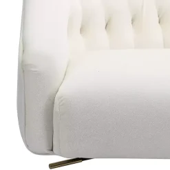 Kirklands Home Velvet Tufted Golden Leg Swivel Office Chair Ivory