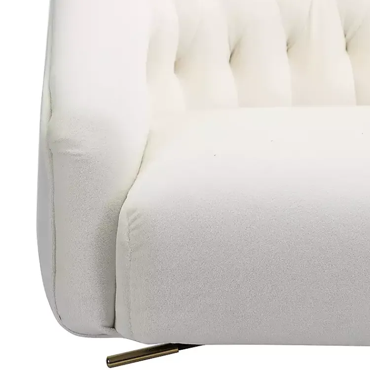 Kirklands Home Velvet Tufted Golden Leg Swivel Office Chair Ivory
