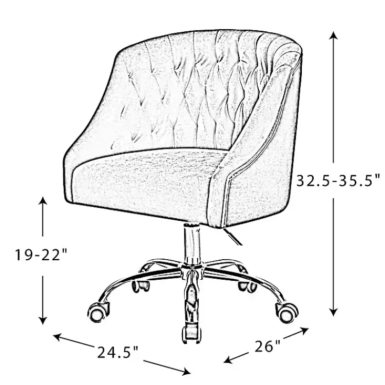 Kirklands Home Velvet Tufted Golden Leg Swivel Office Chair Ivory