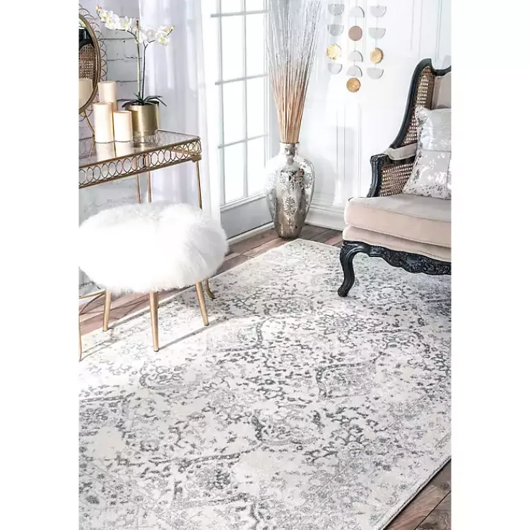 Kirklands Home Ivory Vintage Odell Square Area Rug, 8 ft. New