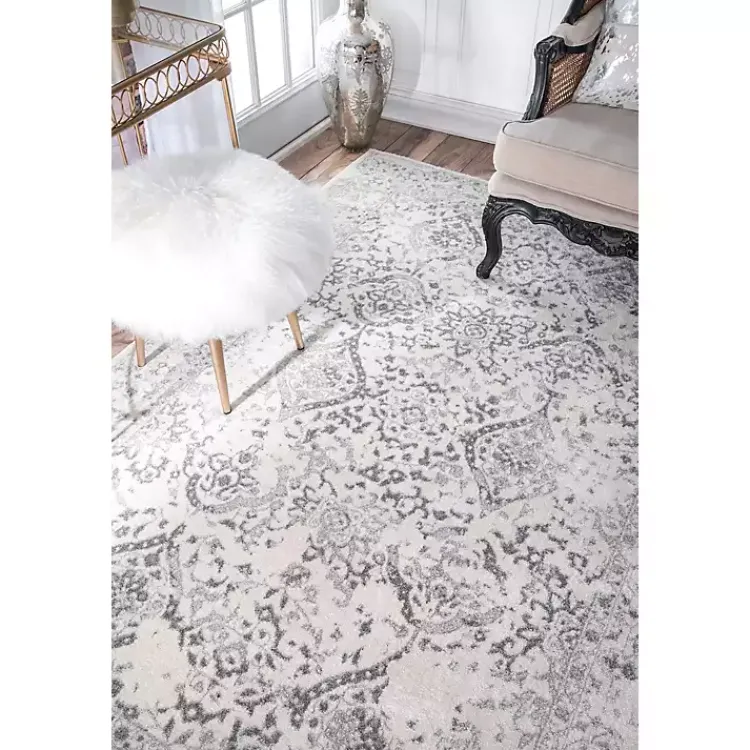 Kirklands Home Ivory Vintage Odell Square Area Rug, 8 ft. New