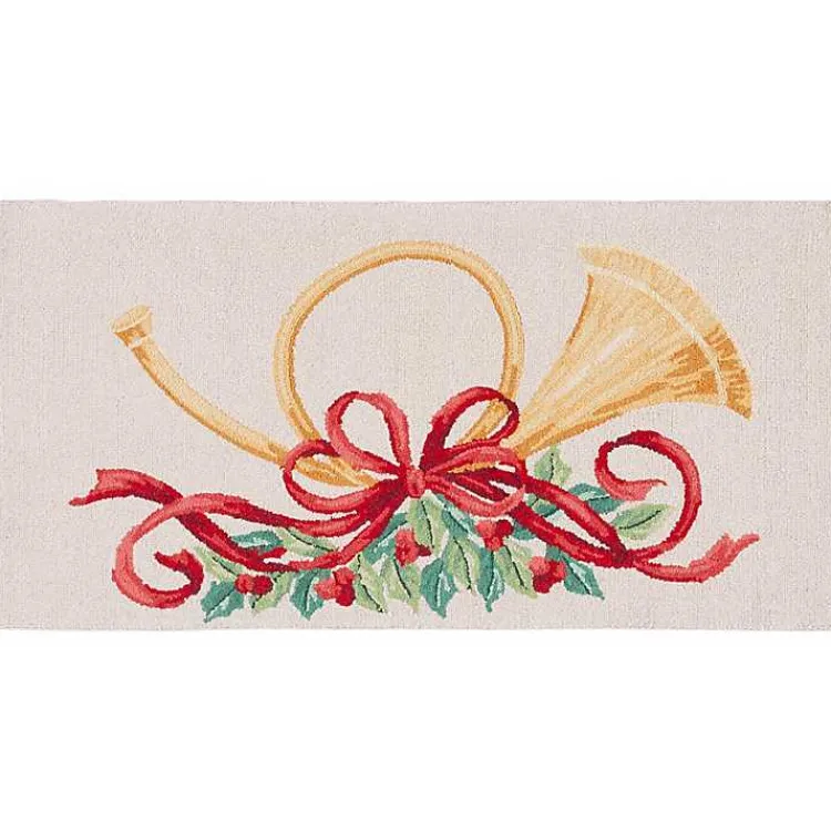 Christmas Decorations>Kirklands Home Ivory Vintage Poster Hooked Accent Rug, 2x3