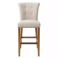 Kirklands Home Ivory Wesley Tufted Bar Stool with Nailhead Trim White Discount