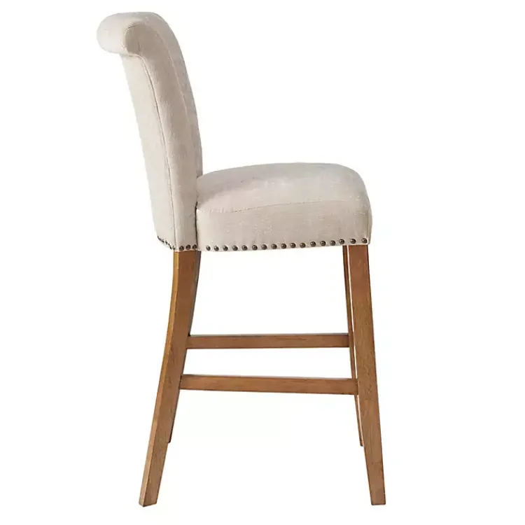Kirklands Home Ivory Wesley Tufted Bar Stool with Nailhead Trim White Discount