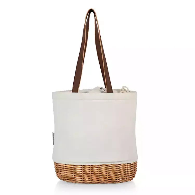 Kirklands Home Wicker Cinch Top Wine Tote Ivory Clearance