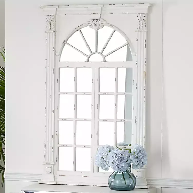 Kirklands Home Ivory Window Frame Beveled Mirror Sale