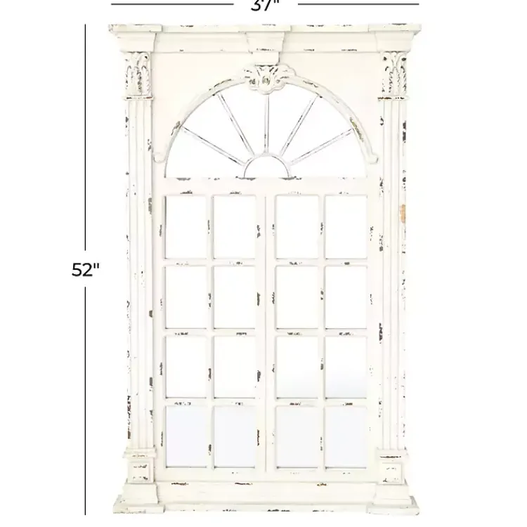 Kirklands Home Ivory Window Frame Beveled Mirror Sale