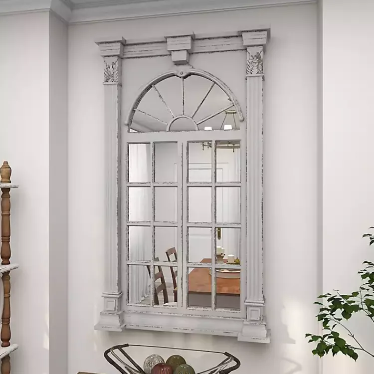 Kirklands Home Ivory Window Frame Beveled Mirror Sale