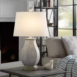 Kirklands Home Ivory Wirebrushed Oval Table Lamp White Sale