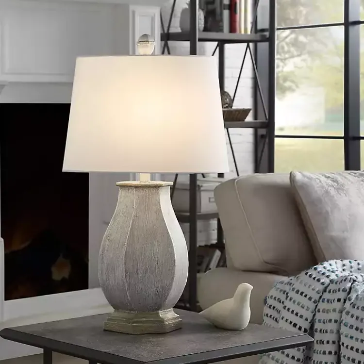 Kirklands Home Ivory Wirebrushed Oval Table Lamp White Sale