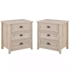Kirklands Home Wood 3-Drawer Nightstands, Set of 2 Ivory Discount