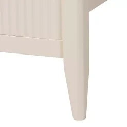 Kirklands Home Wood Fluted Headboard Primrose Queen Bed Ivory