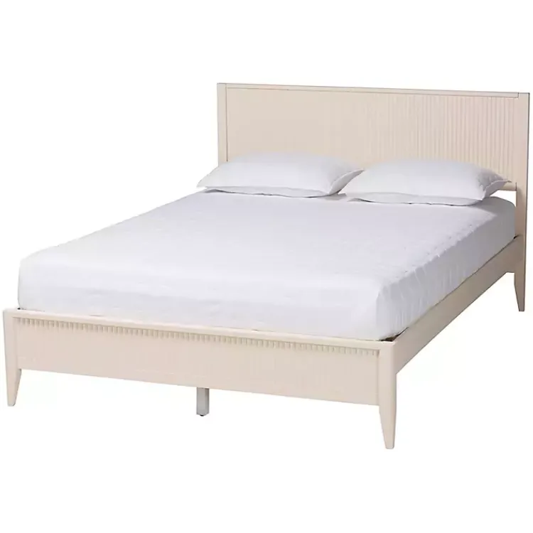 Kirklands Home Wood Fluted Headboard Primrose King Bed Ivory New