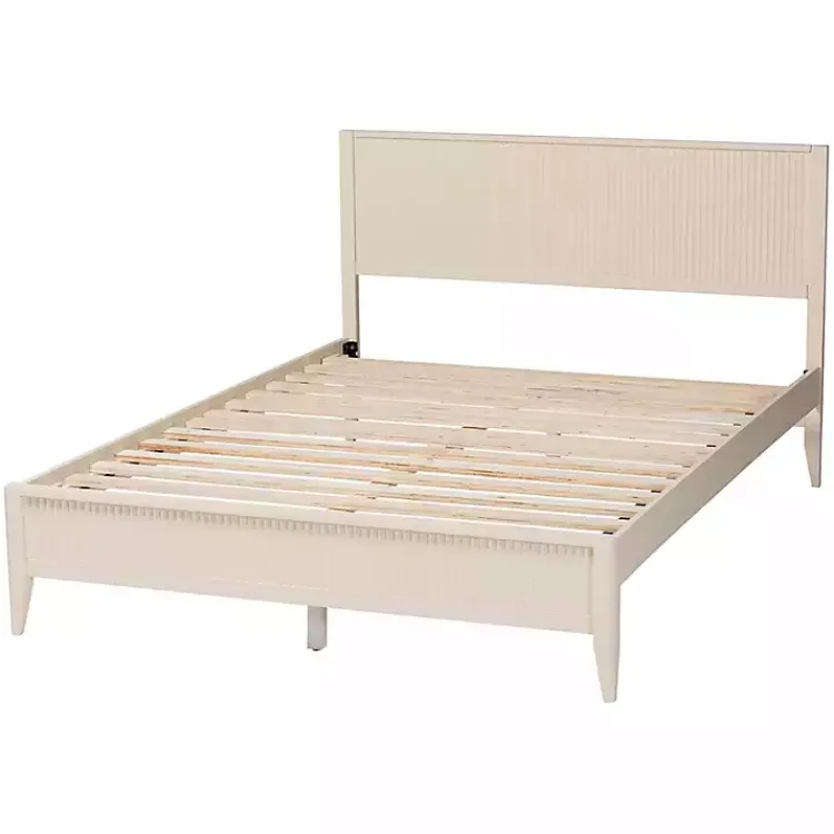 Kirklands Home Wood Fluted Headboard Primrose King Bed Ivory New