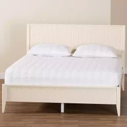 Kirklands Home Wood Fluted Headboard Primrose King Bed Ivory New