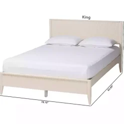 Kirklands Home Wood Fluted Headboard Primrose King Bed Ivory New