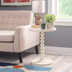 Kirklands Home Wood Spindle Side Table Ivory Discount