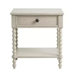 Kirklands Home Wood Turned Legs Nightstand Ivory Sale