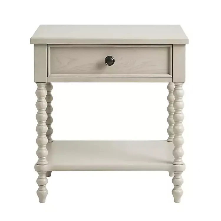 Kirklands Home Wood Turned Legs Nightstand Ivory Sale
