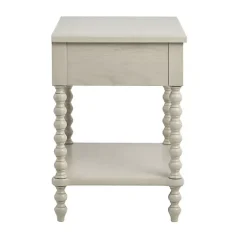 Kirklands Home Wood Turned Legs Nightstand Ivory Sale